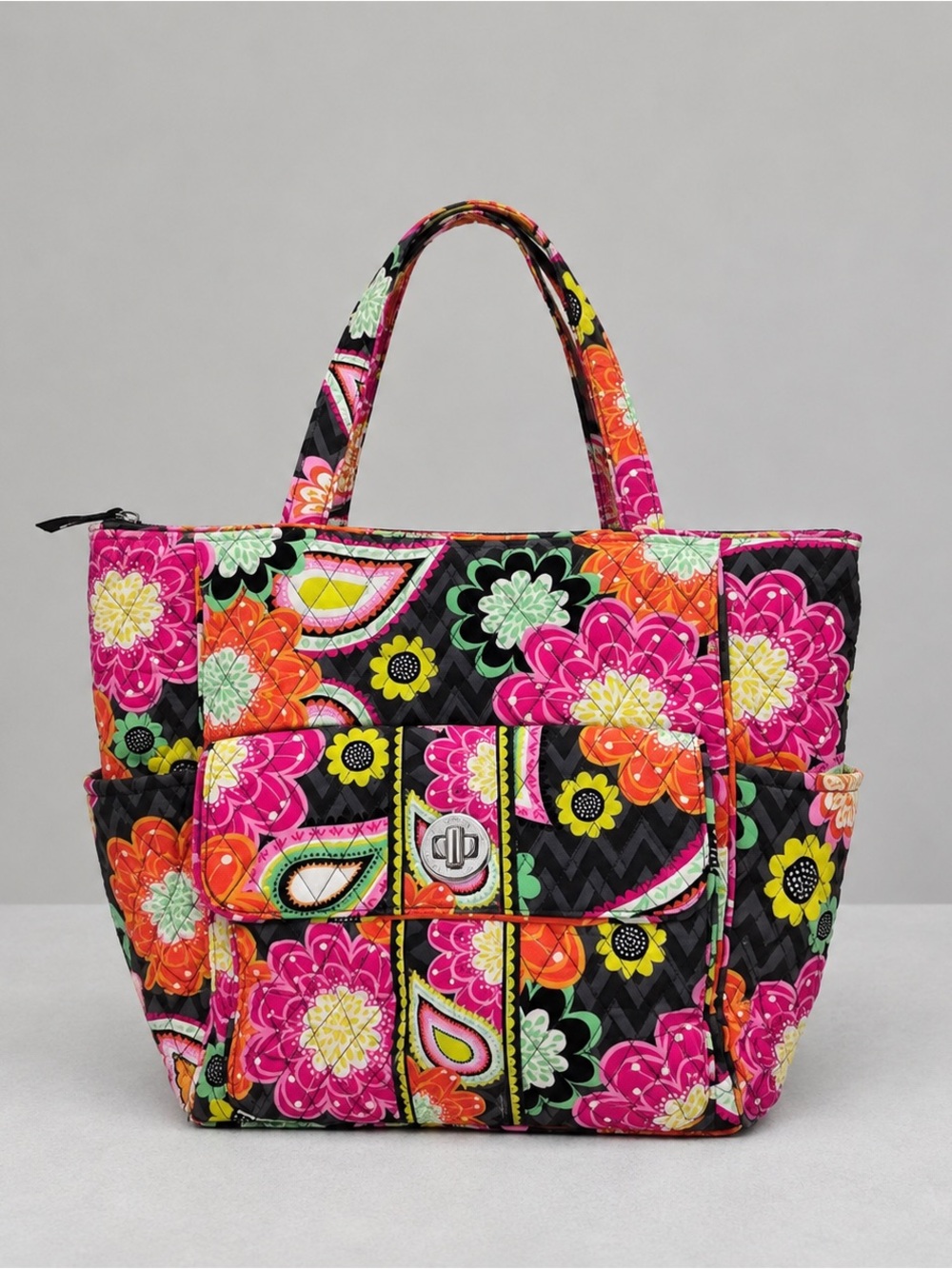 Vera Bradley Ziggy Zinnia Large Tote Shoulder Bag Travel Retired Quilted